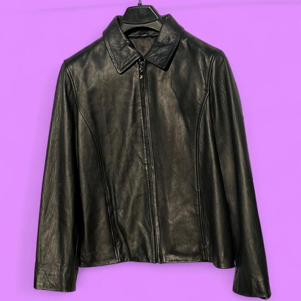 New York by Winlit Vintage 90s/Y2K Black Leather Jacket Size Medium